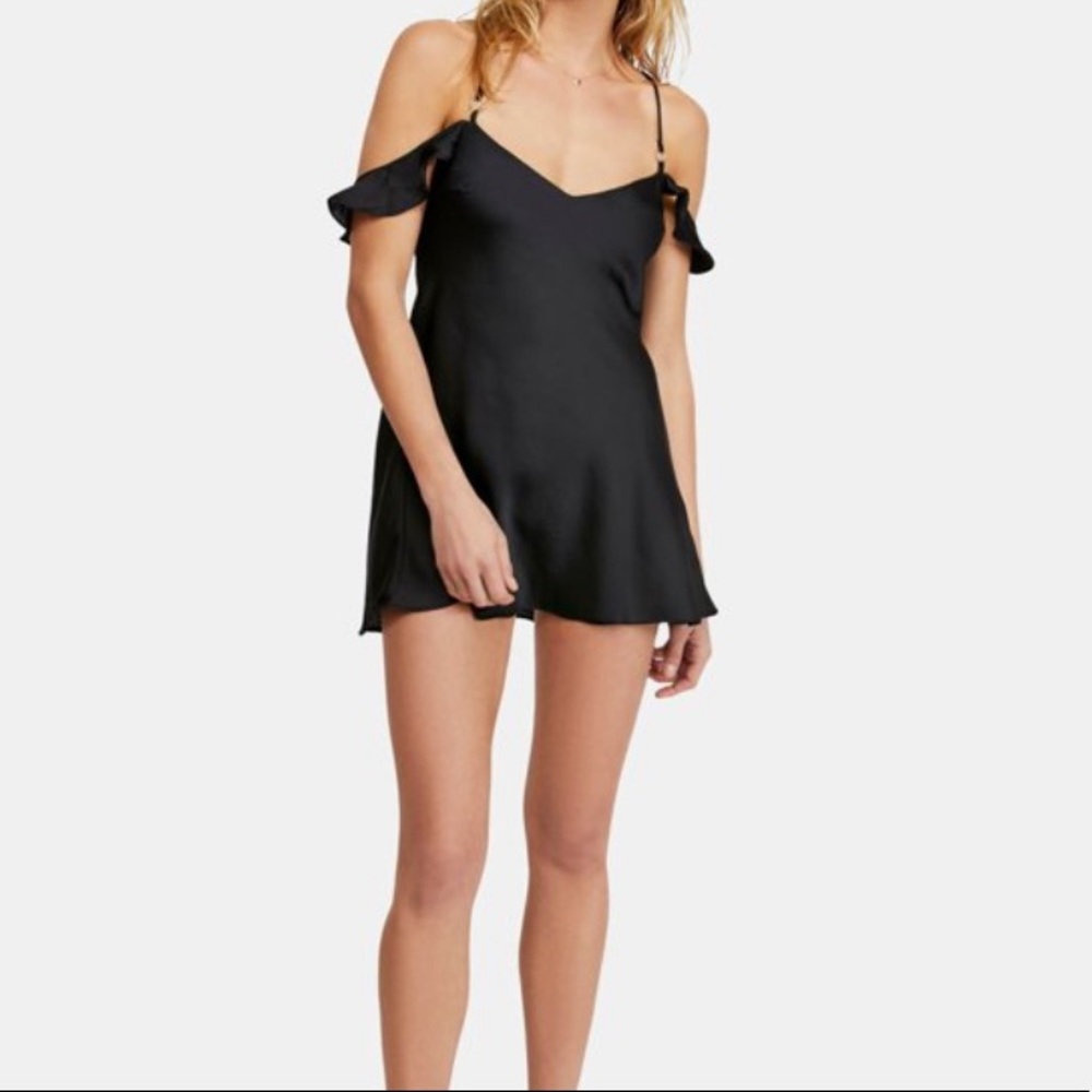 Intimately Free People Flutter Sleeve Silky Slip Mini Dress